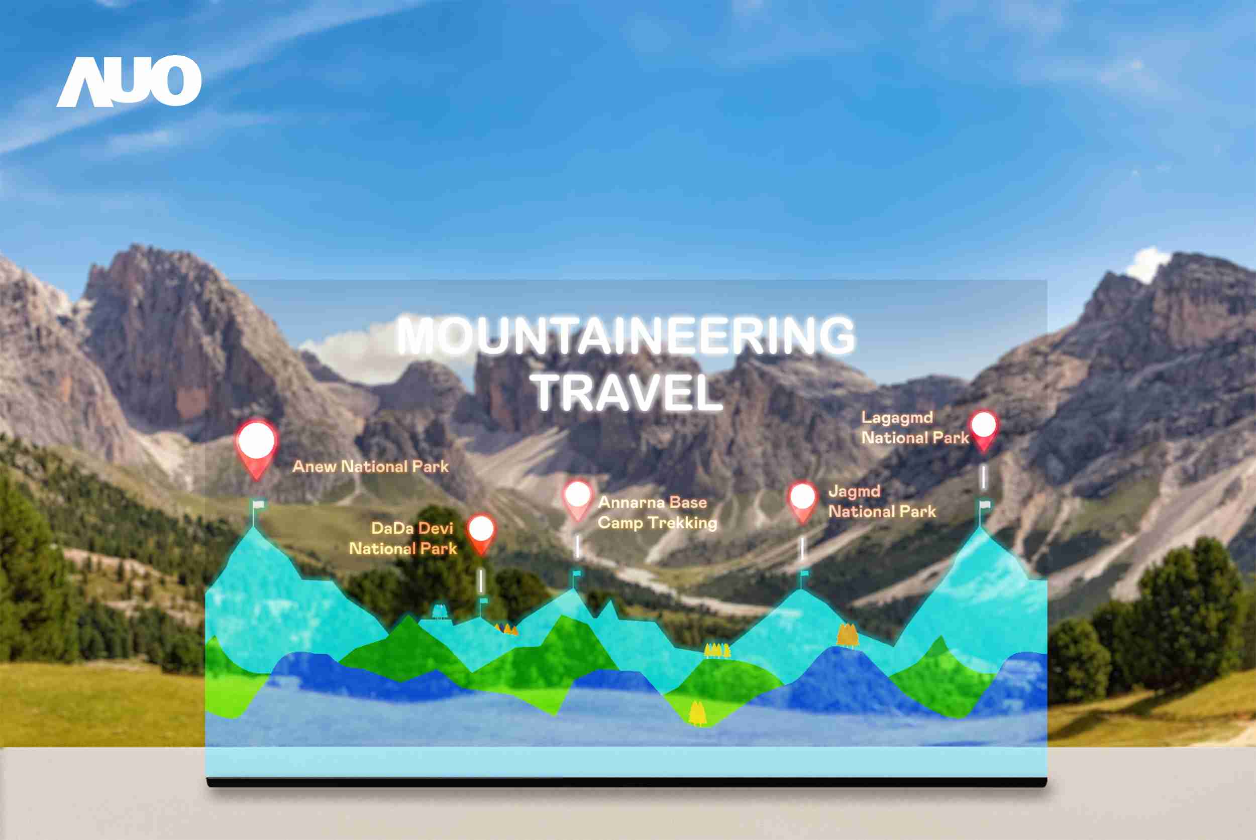 至成国际展示全球单片尺寸最大(*)42吋透明Micro LED显示器拼接而成的〝64吋透明Micro LED显示器〞，，，，具备高透明度、、1,000 nits高亮度、、、、广色域、、采用三边无边框的无缝拼接等多重特色，，呈现超高清、、、、细腻画质而不遮挡后方视觉，，，满足层峰需求，，，可广泛运用于零售、、、艺术展览或商业空间等场域